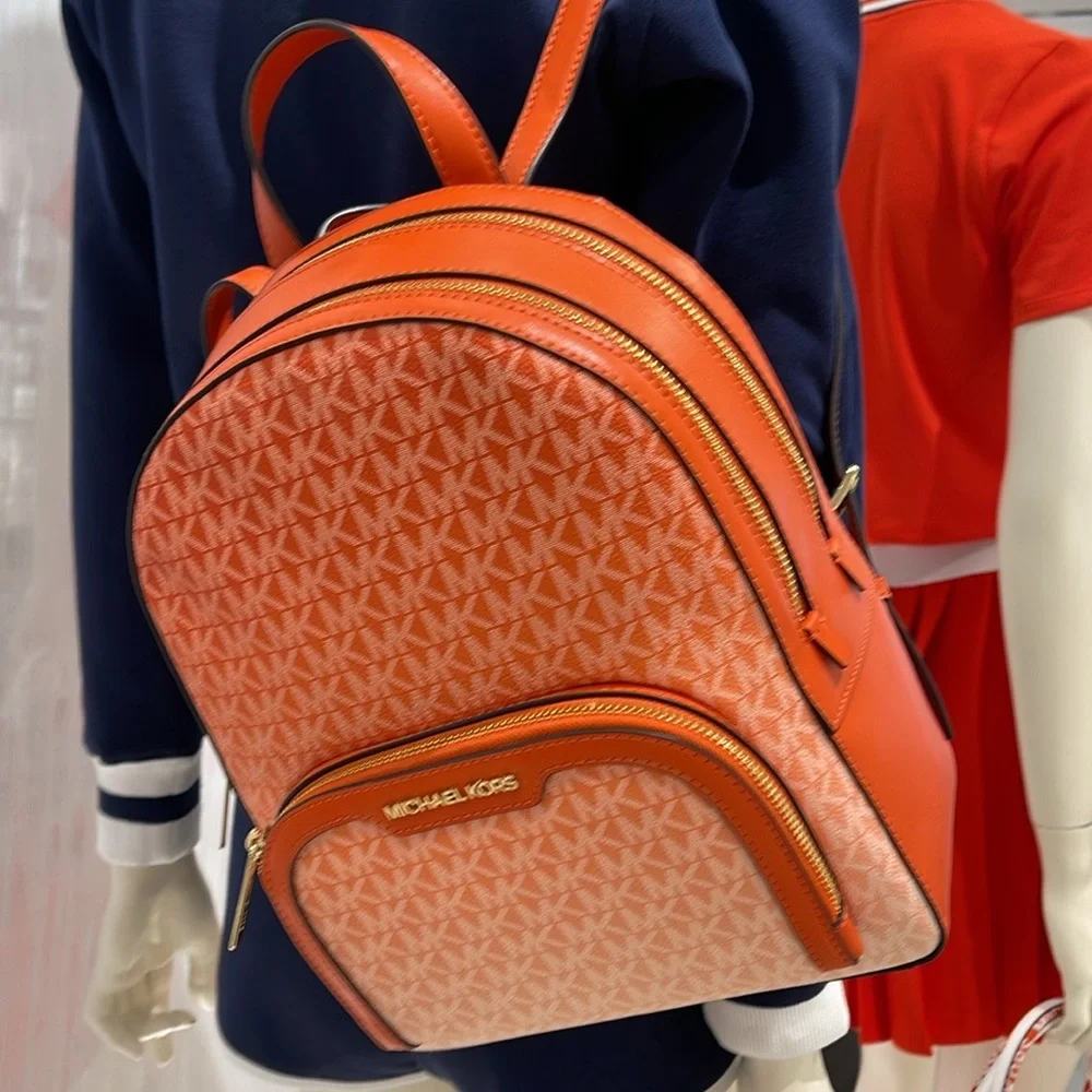 Michael Kors Jaycee Medium Ombré Signature Logo Backpack Red Clay NWT